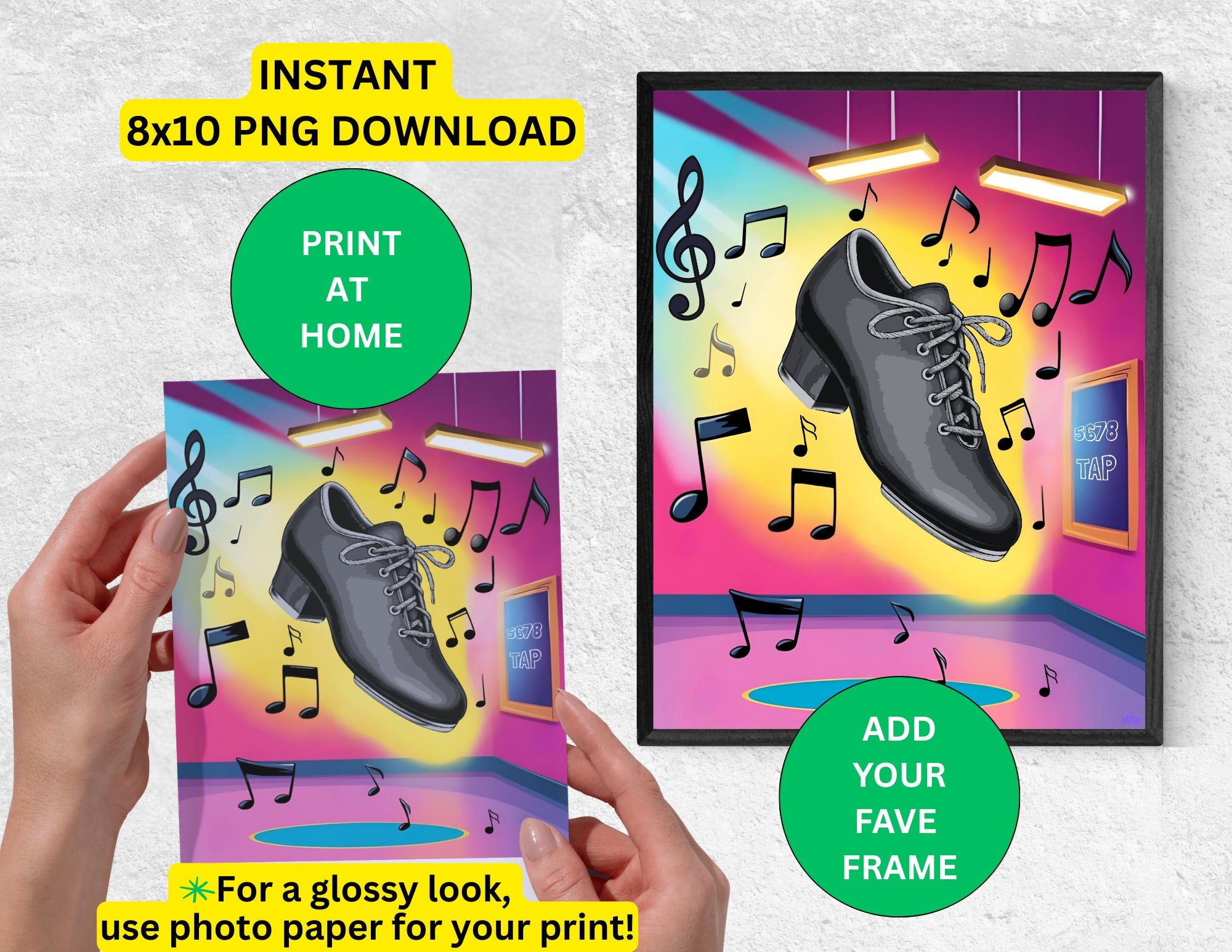 8x10 Tap Shoe Art Print – **Digital Download - The Portable Tap Floor™ Store