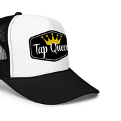 Tap Queen Foam Trucker Hat – Black & White with Gold Crown Accent - The Portable Tap Floor™ Store