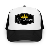Tap Queen Foam Trucker Hat – Black & White with Gold Crown Accent - The Portable Tap Floor™ Store