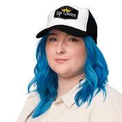 Tap Queen Foam Trucker Hat – Black & White with Gold Crown Accent - The Portable Tap Floor™ Store