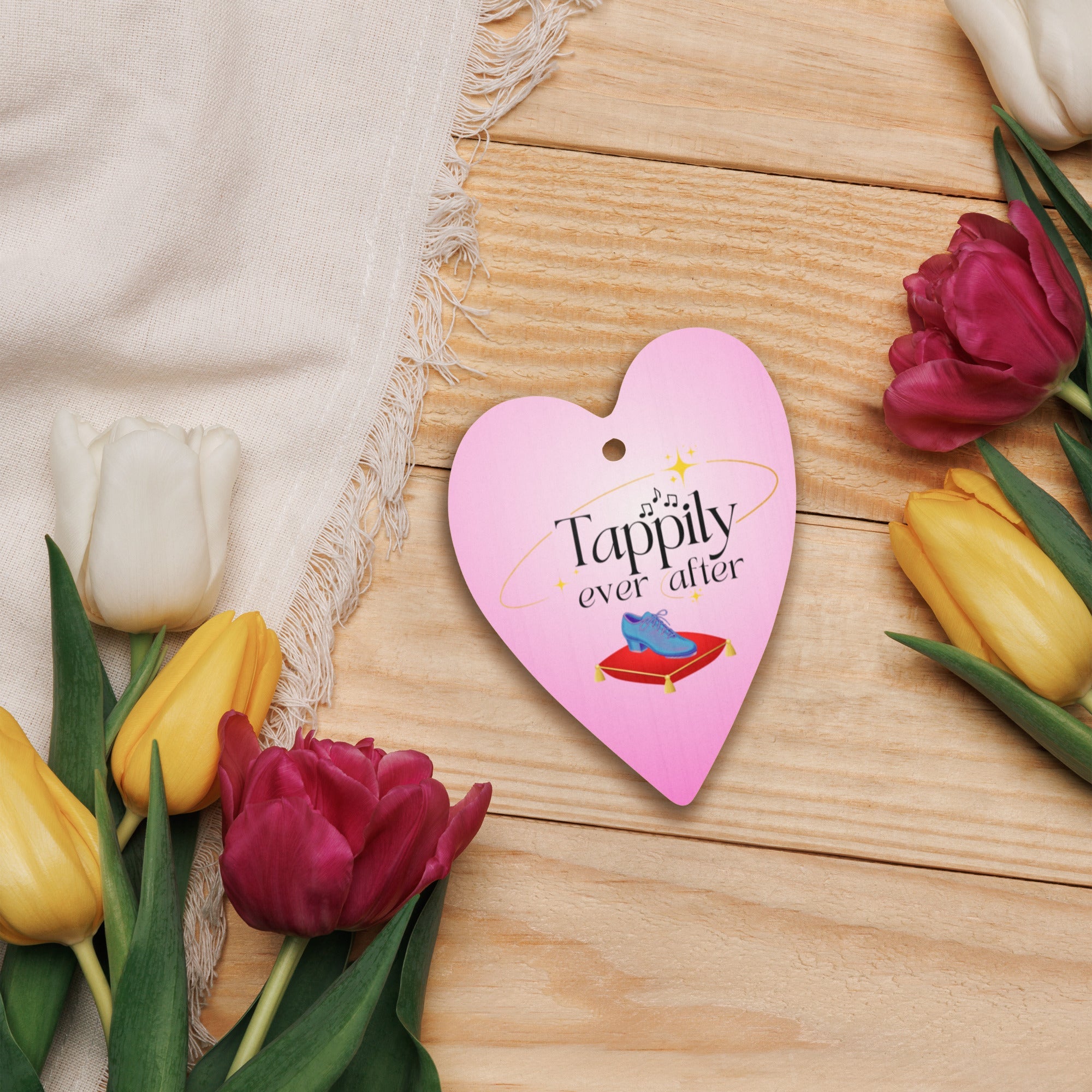 Tappily Ever After | Wooden Heart Ornament - The Portable Tap Floor™ Store