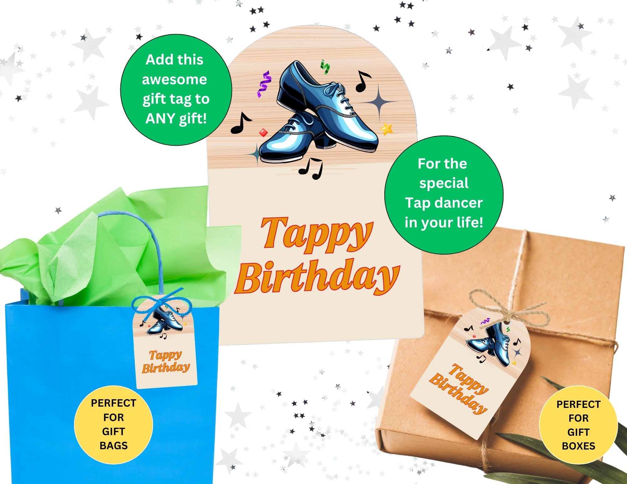Tappy Birthday! Printable Gift Tag – Instant Download (PNG) - The Portable Tap Floor™ Store