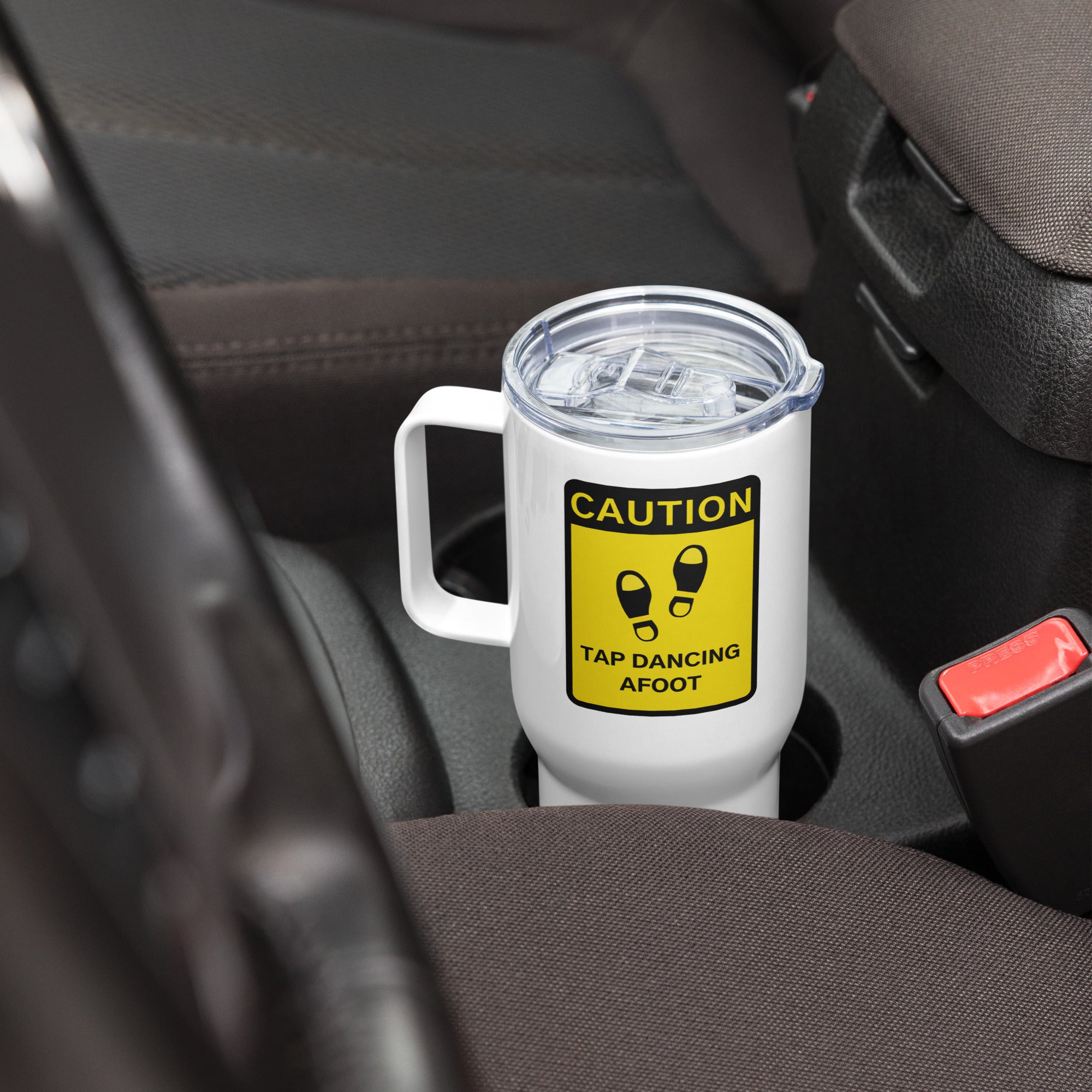 Our Signature CAUTION Tap Dancing Afoot Travel Mug